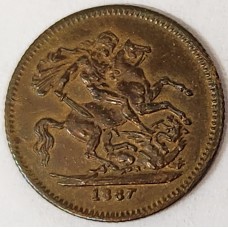 GREAT BRITAIN UK ENGLAND 1887 . MINI SOVEREIGN . BRASS TOKEN